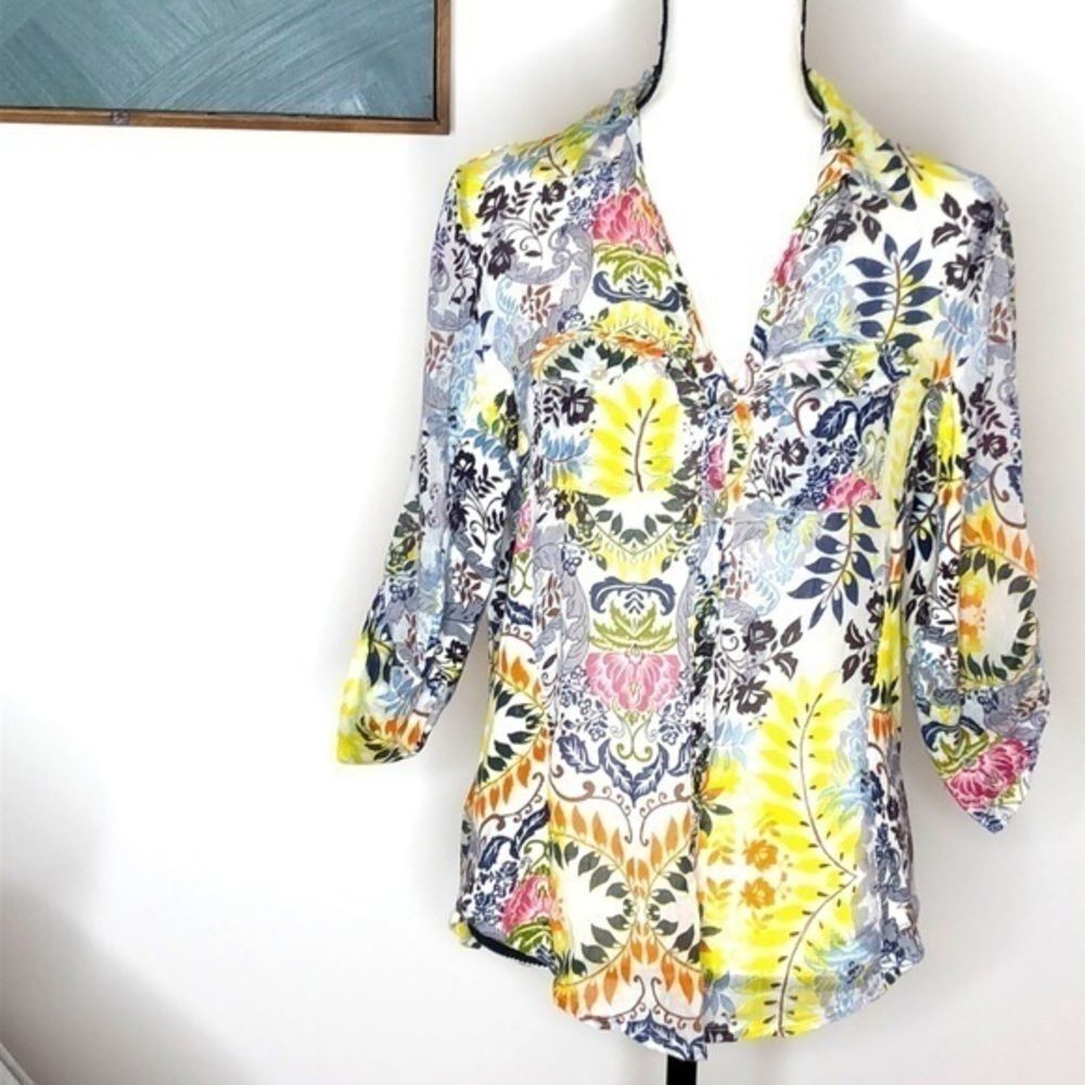 Magazine Modcloth Button Down Floral Shirt, M